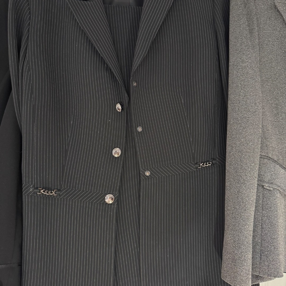 Classic Tahari Black Pinstripe Suit